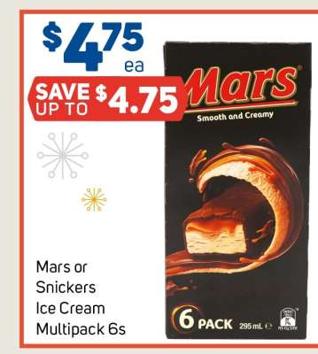 Mars or Snickers Ice Cream Multipack 6s