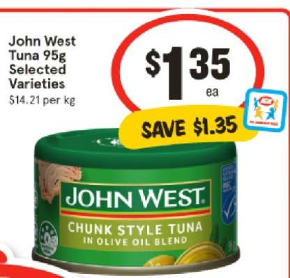 John West Tuna 95g Selected Varieties