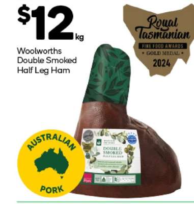 Woolworths Double Smoked Half Leg Ham