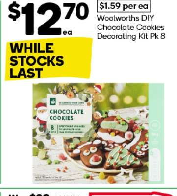 Woolworths DIY Chocolate Cookies Decorating Kit Pk 8