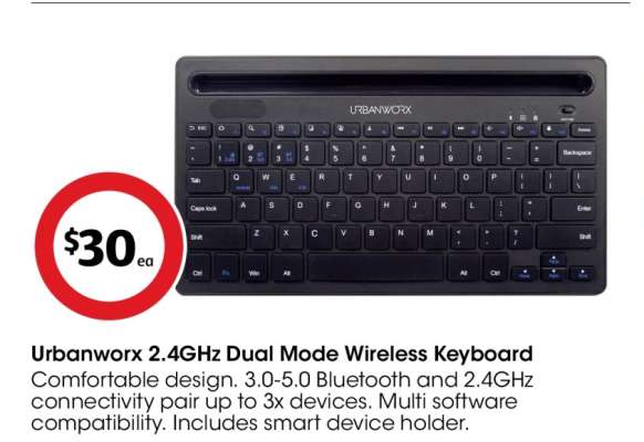 Urbanworx 2.4Ghz Dual Mode Wireless Keyboard