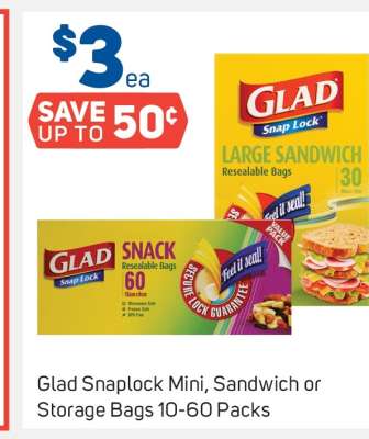 Glad Snaplock Mini, Sandwich or Storage Bags