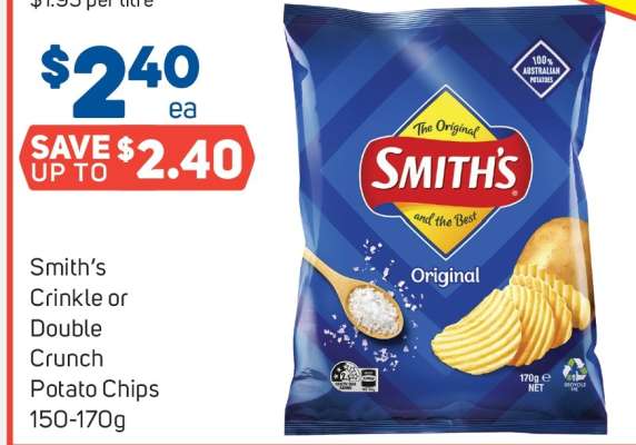 Smith's Crinkle or Double Crunch Potato Chips