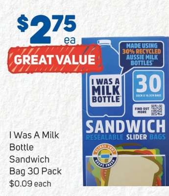 I Was A Milk Bottle Sandwich Bag 30 Pack