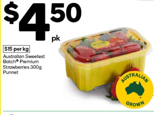 Australian Sweetest Batch® Premium Strawberries 300g Punnet