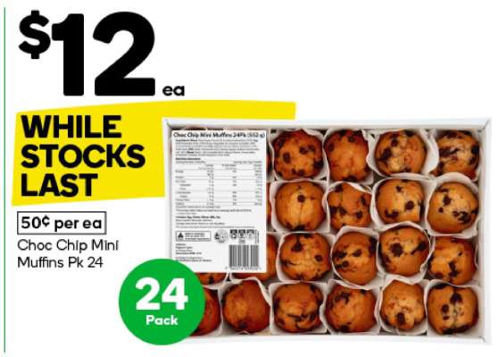 Choc Chip Mini Muffins Pk 24