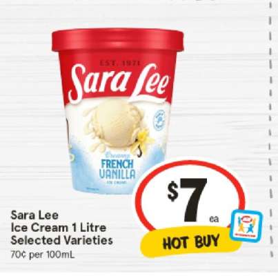 Sara Lee Ice Cream 1 Litre Selected Varieties