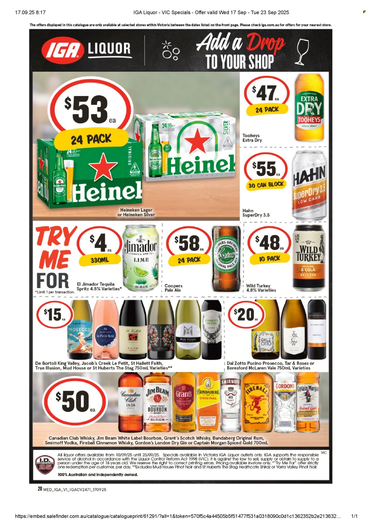 IGA LIQUOR catalogue - 17 Sep 2025 - 23 Sep 2025. Page 1