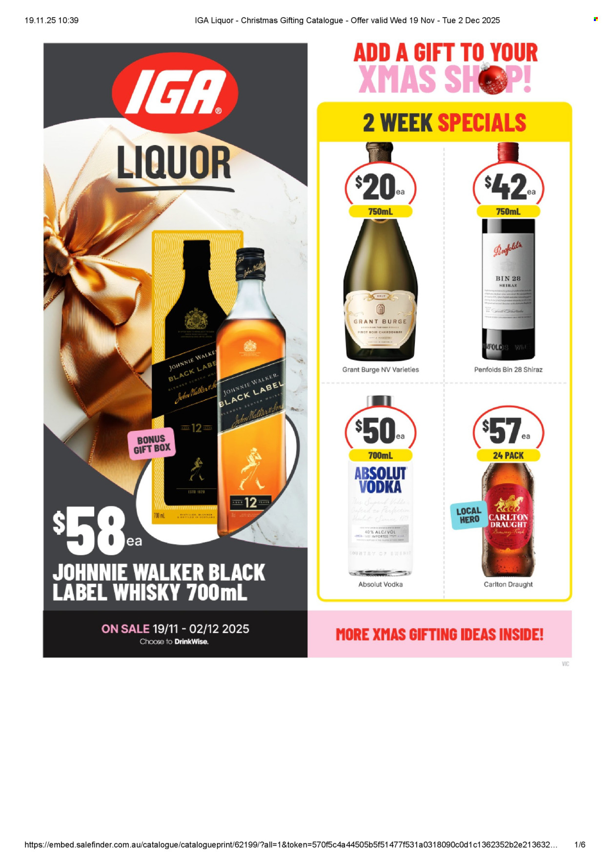 IGA LIQUOR catalogue - 19 Nov 2025 - 2 Dec 2025. Page 1