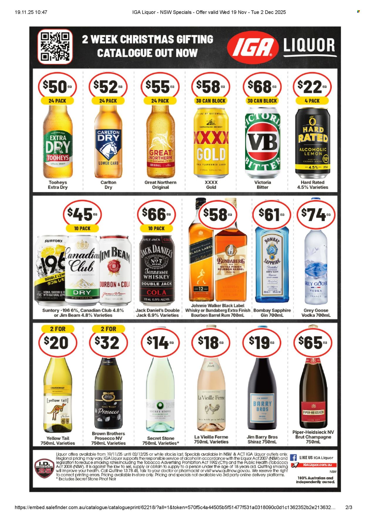 IGA LIQUOR catalogue - 19 Nov 2025 - 2 Dec 2025. Page 1