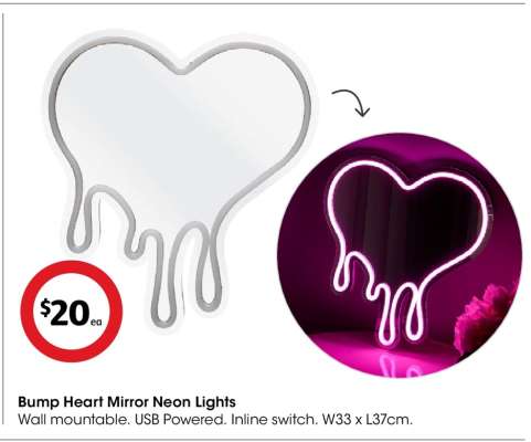 Bump Heart Mirror Neon Lights