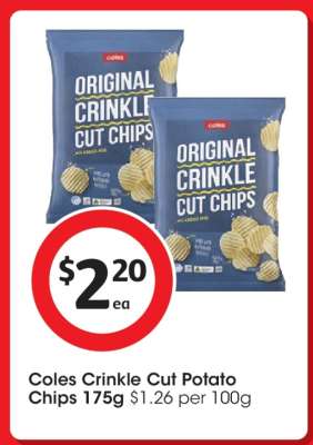 Coles Crinkle Cut Potato Chips 175g