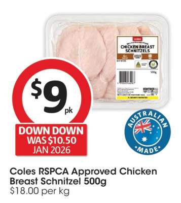 Coles RSPCA Approved Chicken Breast Schnitzel 500g