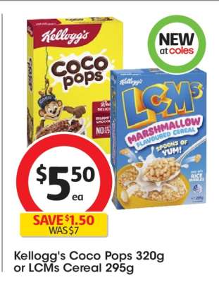 Kellogg's Coco Pops 320g or LCMs Cereal 295g