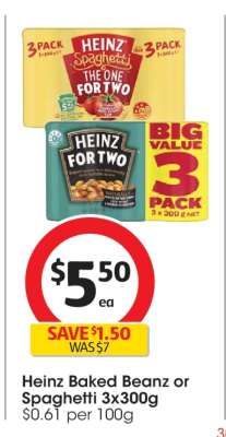 Heinz Baked Beanz or Spaghetti 3x300g