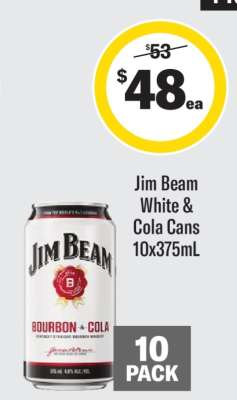 Jim Beam White & Cola Cans 10x375mL