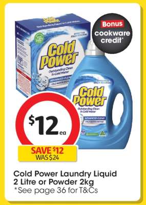 Cold Power Laundry Liquid 2 Litre or Powder 2kg