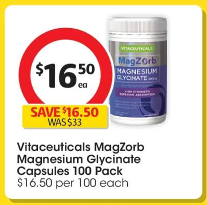 Vitaceuticals MagZorb Magnesium Glycinate Capsules 100 Pack