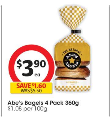 Abe's Bagels 4 Pack 360g