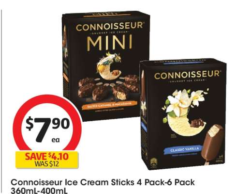 Connoisseur Ice Cream Sticks 4 Pack-6 Pack
