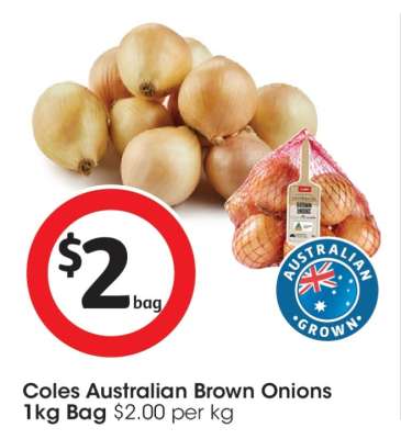 Coles Australian Brown Onions 1kg Bag