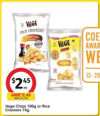 Vege Chips 100g or Rice Crackers 75g