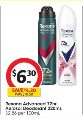 Rexona Advanced 72hr Aerosol Deodorant 220mL