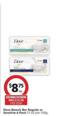 Dove Beauty Bar Regular or Sensitive 6 Pack