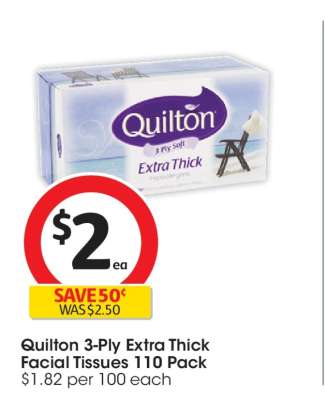 Quilton 3-Ply Extra Thick Facial Tissues 110 Pack