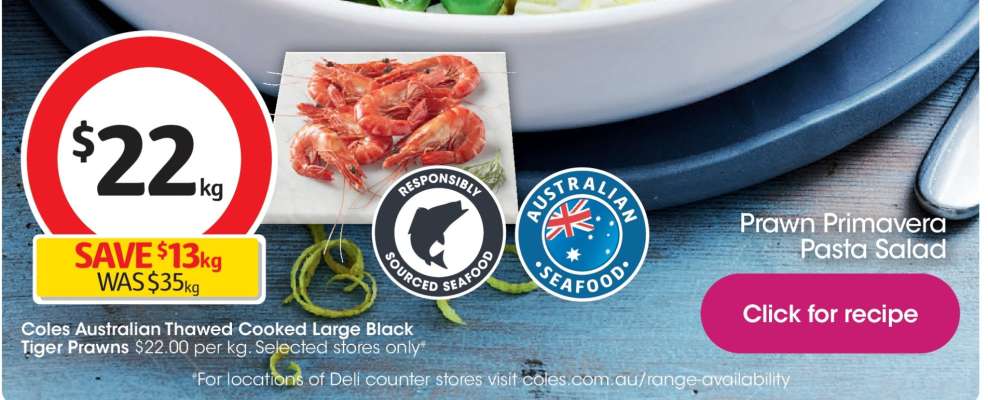 Coles Australian Thawed Cooked Large Black Tiger Prawns