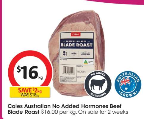 Coles Australian No Added Hormones Beef Blade Roast
