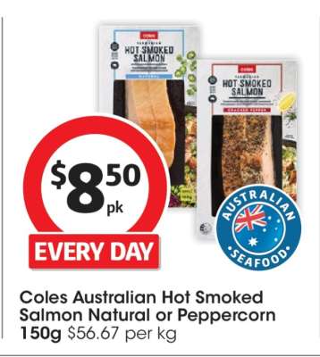 Coles Australian Hot Smoked Salmon Natural or Peppercorn