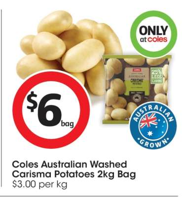 Coles Australian Washed Carisma Potatoes 2kg Bag