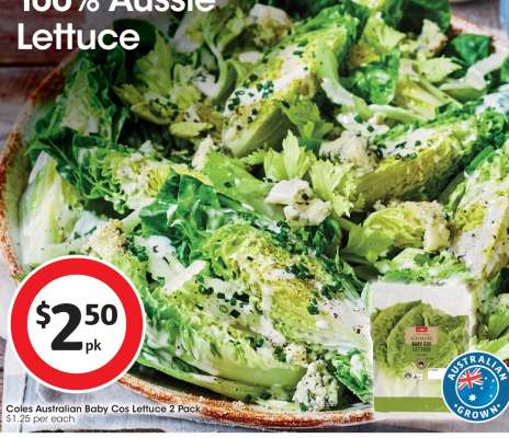 Coles Australian Baby Cos Lettuce 2 Pack