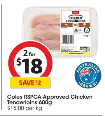Coles RSPCA Approved Chicken Tenderloins 600g