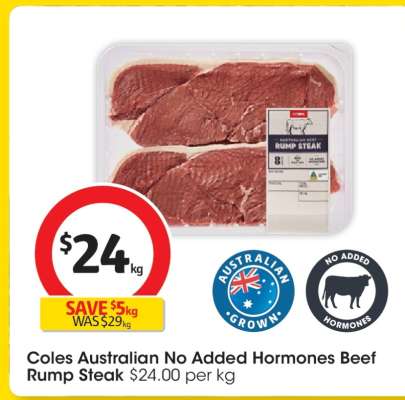Coles Australian No Added Hormones Beef Rump Steak