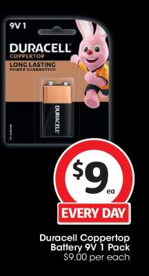 Duracell Coppertop Battery 9V 1 Pack
