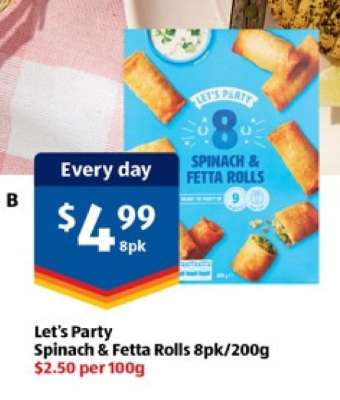 Let's Party Spinach & Fetta Rolls 8pk/200g