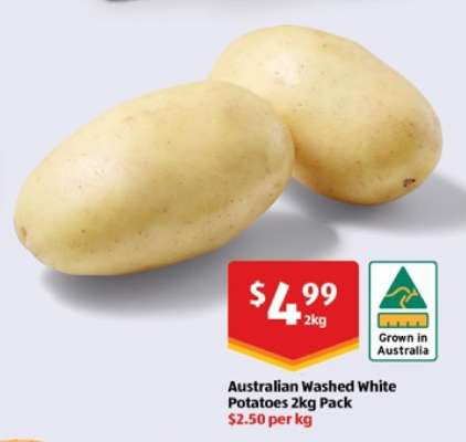 Australian Washed White Potatoes 2kg Pack