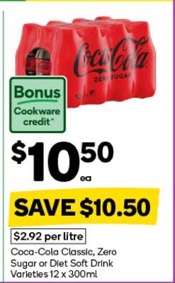 Coca-Cola Classic, Zero Sugar or Diet Soft Drink Varieties 12 x 300ml