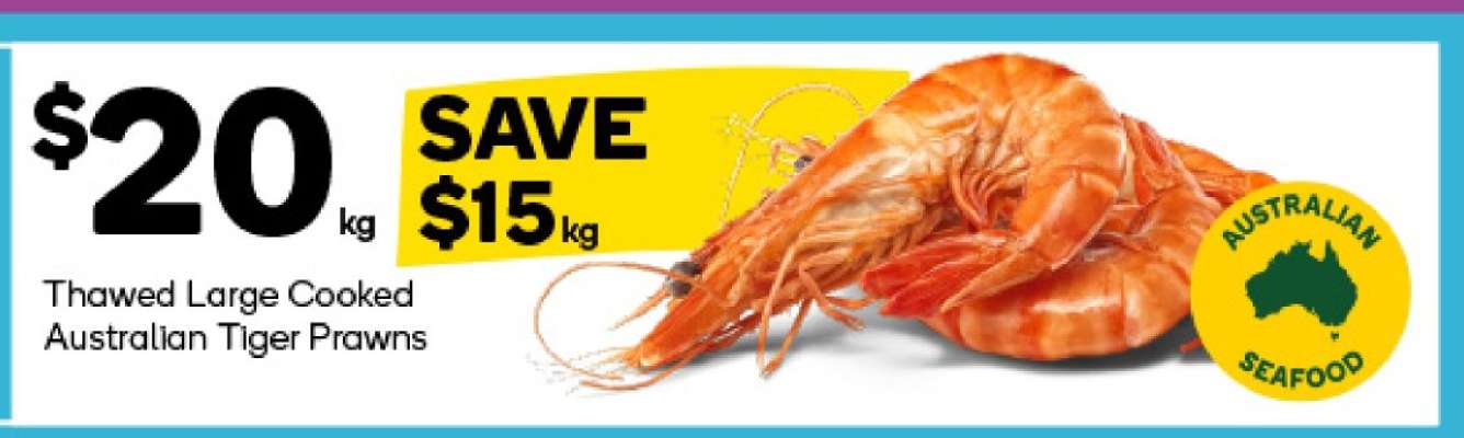 Thawed Large Cooked Australian Tiger Prawns