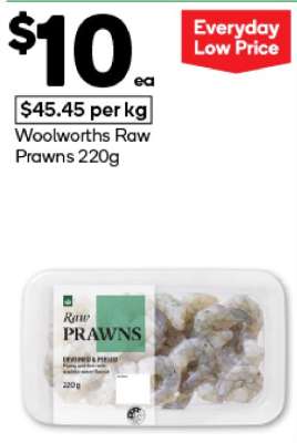 Woolworths Raw Prawns 220g