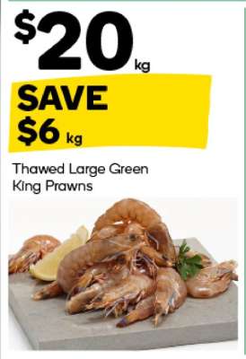 Thawed Large Green King Prawns