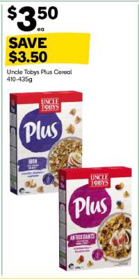 Uncle Tobys Plus Cereal 410-435g
