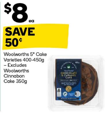 Woolworths 5” Cake Varieties 400-450g