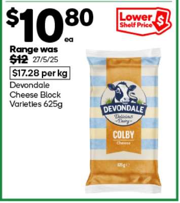 Devondale Cheese Block Varieties 625g