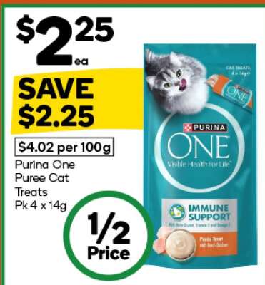 Purina One Puree Cat Treats Pk 4 x 14g