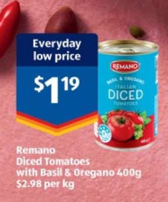 Remano Diced Tomatoes with Basil & Oregano 400g