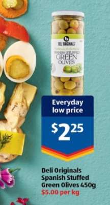 Deli Originals Spanish Stuffed Green Olives 450g