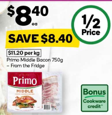 Primo Middle Bacon 750g